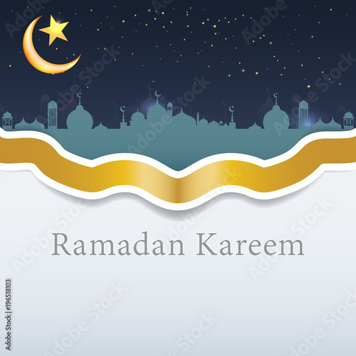 Modern Ramadan Kareem background icon vector illustration design graphic with islamic crescent moon 3D.
