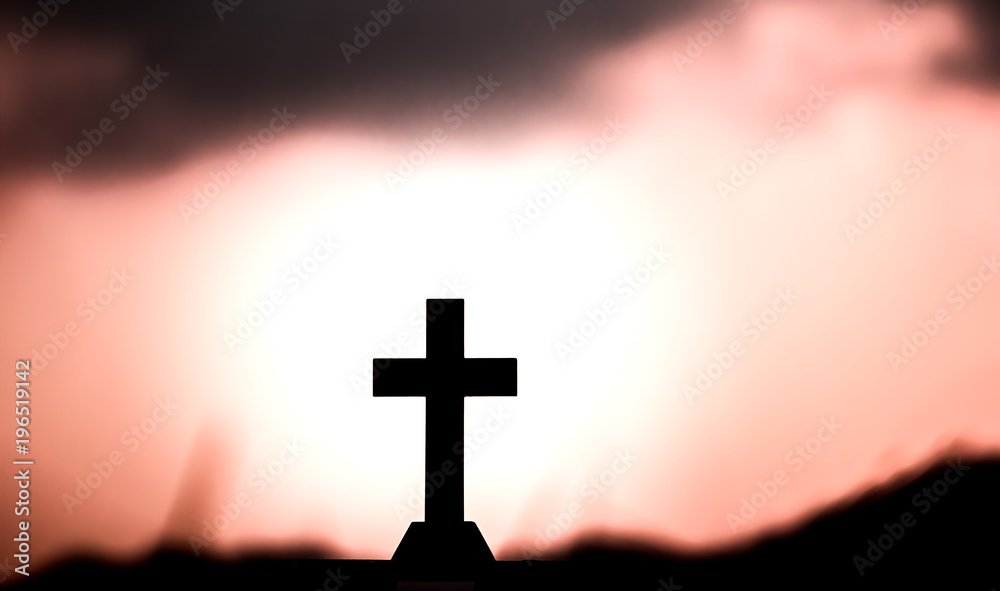 Crucifixion Of Jesus Christ - Cross At Sunset background