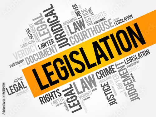 Legislation word cloud collage, business concept background