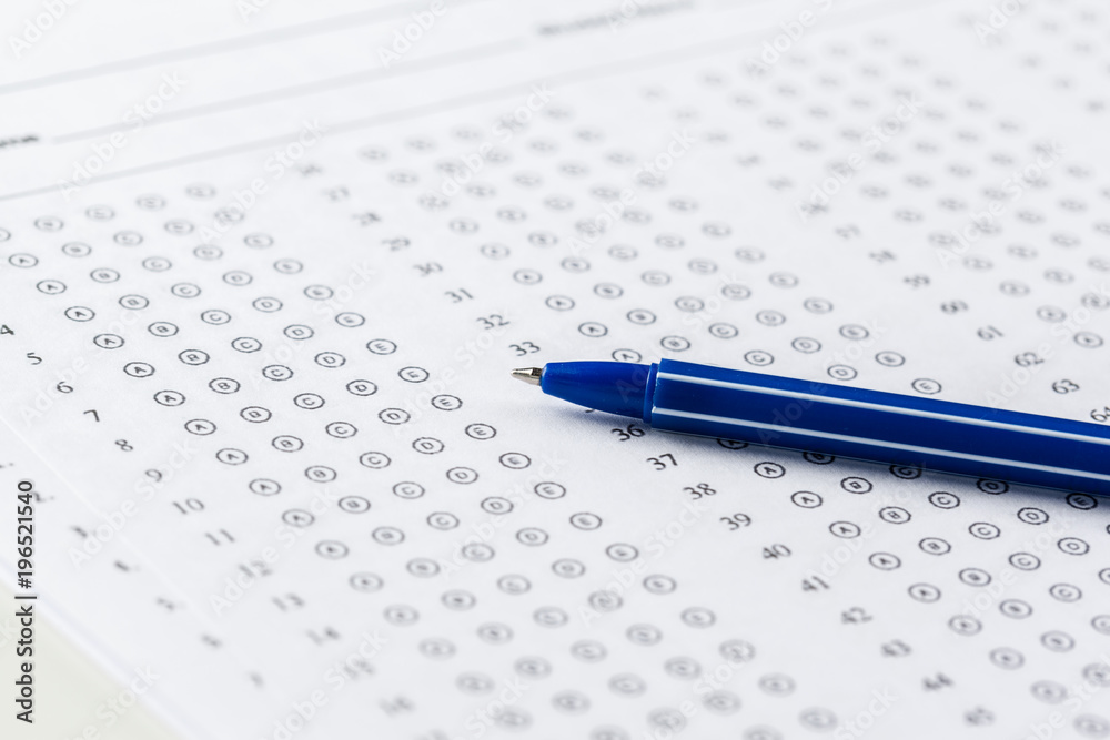 Test score sheet with answers Test score sheet with answers