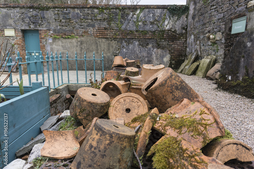 Broken pots in the garden