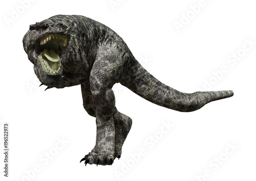 3D Rendering Dinosaur Tyrannosaurus on White