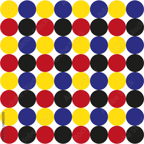 Randloses Muster - vier Punkte in den Grundfarben, Geometrie, Logo, retro, design, Bauhaus