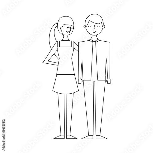 couple of young people characters vector illustration thin line © Gstudio