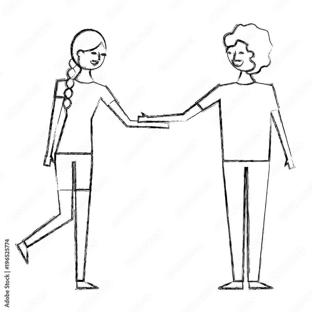 couple of young people relationship characters vector illustration sketch design couple of young people relationship characters vector illustration sketch design