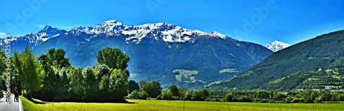 Italian Alps-panoramic view on the bike path to Laders photo