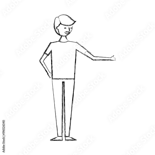 young people male man in casual clothes vector illustration sketch design