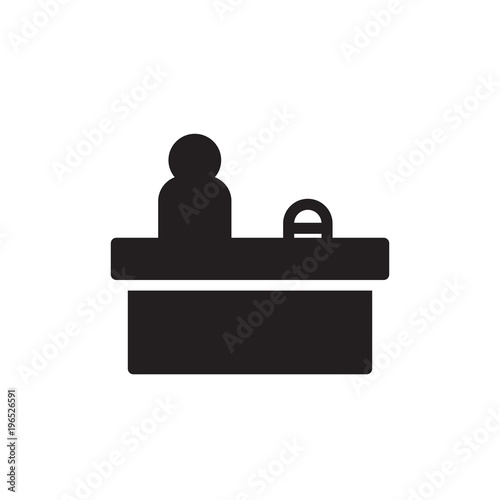 reception desk filled vector icon. Modern simple isolated sign. Pixel perfect vector illustration for logo, website, mobile app and other designs