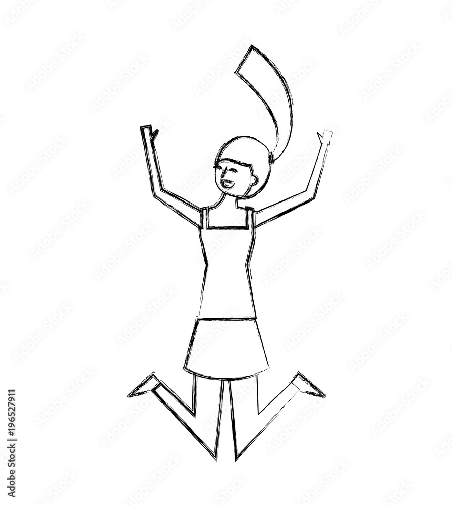 people female jumping enjoy character vector illustration sketch design people female jumping enjoy character vector illustration sketch design
