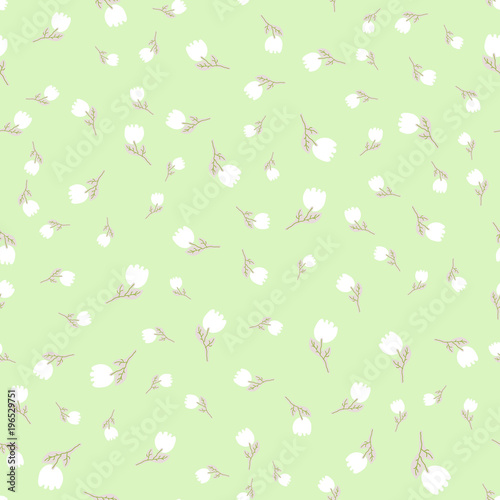 Pale pastel color vector seamless pattern whith light tulips. Texture for wrapping paper, scrapbooking design