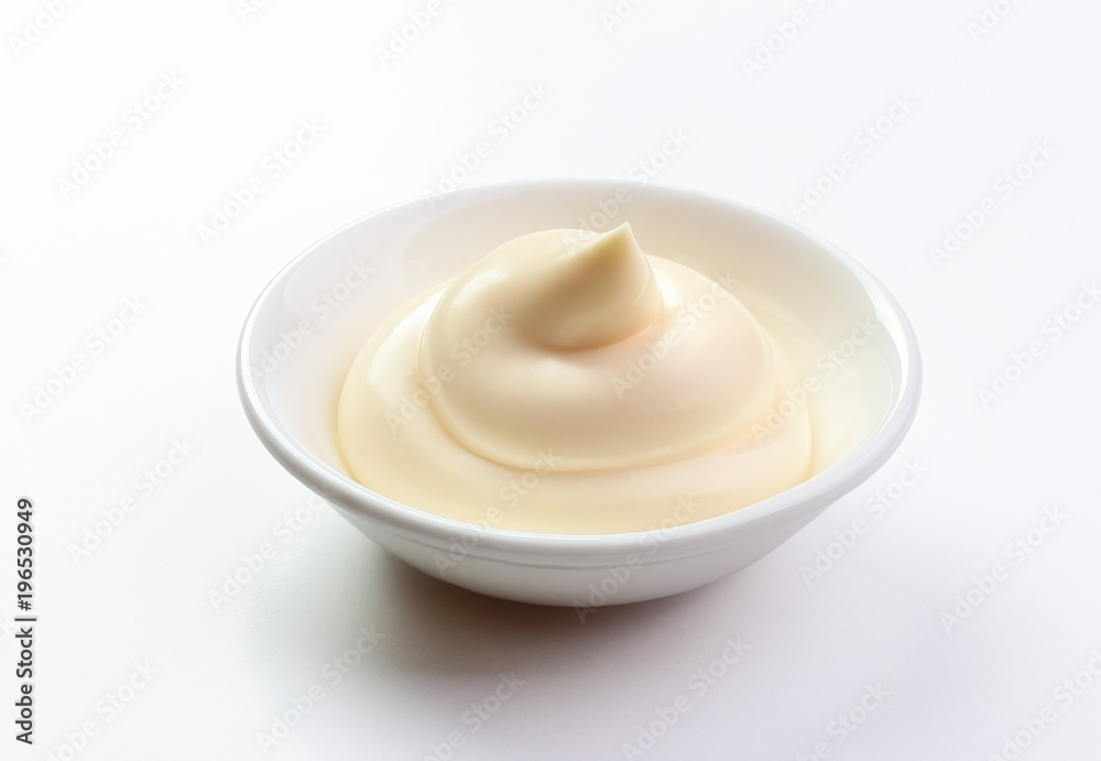 mayonnaise in a dish isolated white background mayonnaise in a dish isolated white background
