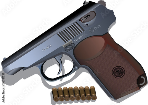 Makarov pistol vector illustration of a firearm isolated on white background