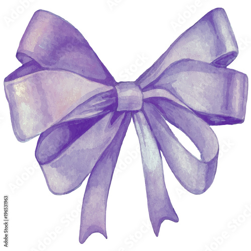 Ribbon bow. Watercolor image of a knotted bow.