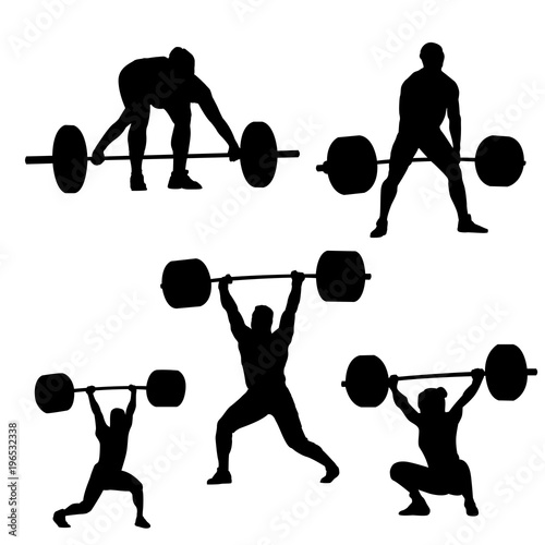 Black silhouette of a heavy athlete on a white background
