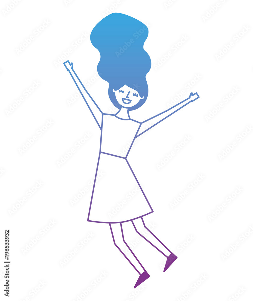 people female jumping enjoy character vector illustration degrade color design people female jumping enjoy character vector illustration degrade color design