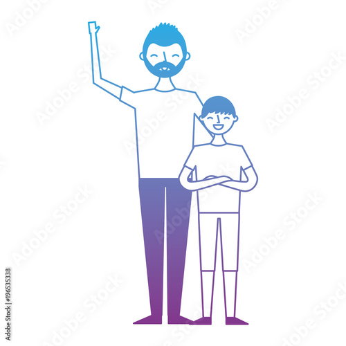 beard young man with boy together vector illustration degrade color design © Gstudio