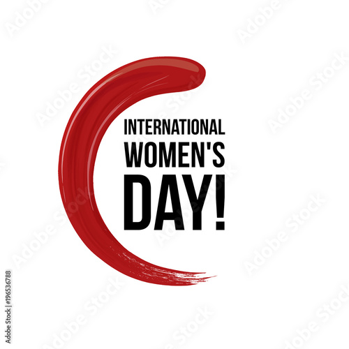 8 march international woman day and lipstick vector red smear in a circle isolated design template greeting card or website abstract promotional banner. March logo design international women's day