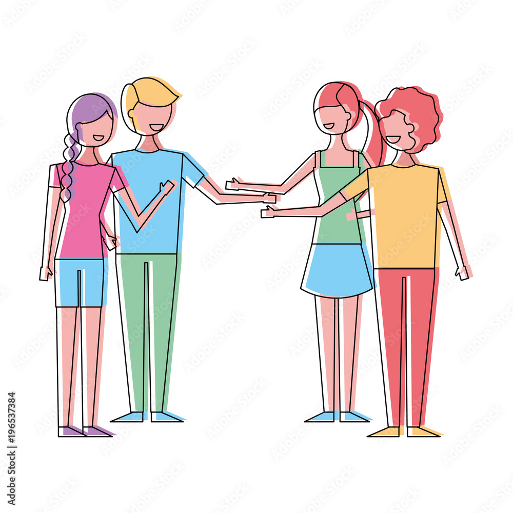 people couples friends together handshake vector illustration people couples friends together handshake vector illustration