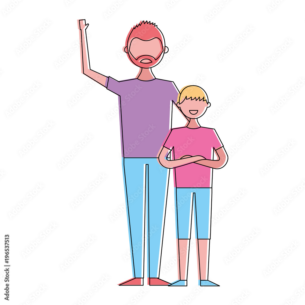 beard young man with boy together vector illustration beard young man with boy together vector illustration