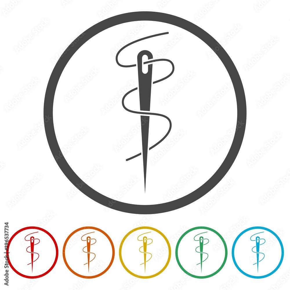Needle icon, Thread and needle icon, 6 Colors Included Needle icon, Thread and needle icon, 6 Colors Included