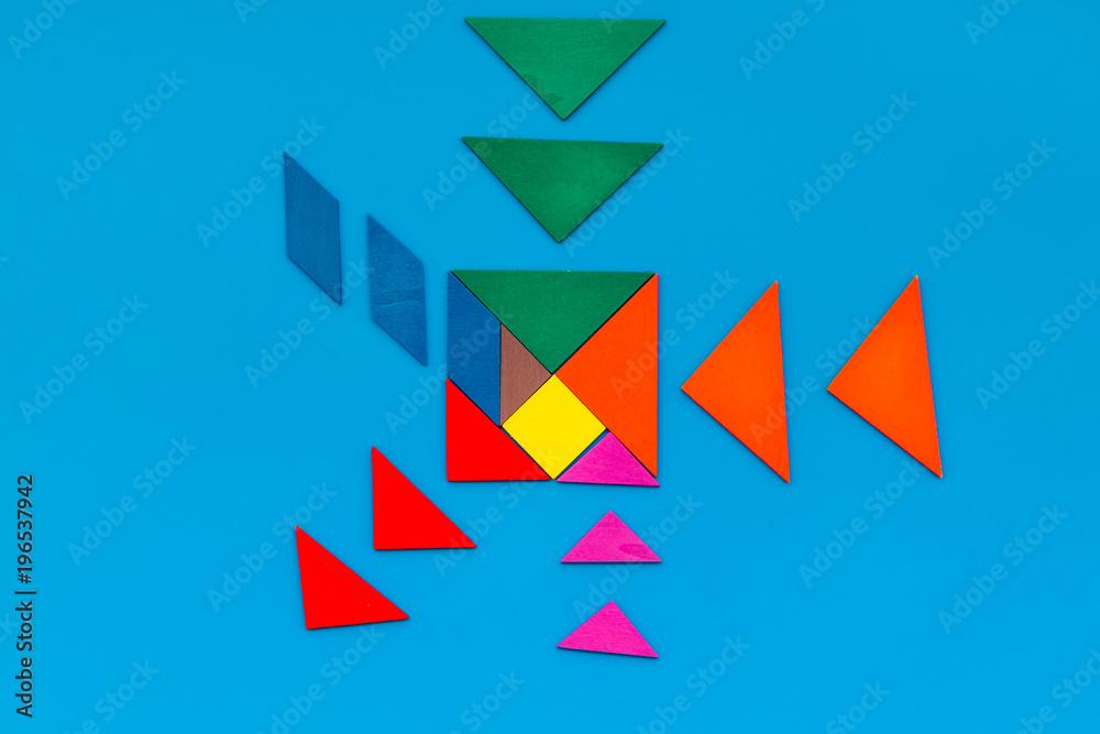jigsaw puzzle game piece office table in business strategy set blue background top view mock up jigsaw puzzle game piece office table in business strategy set blue background top view mock up