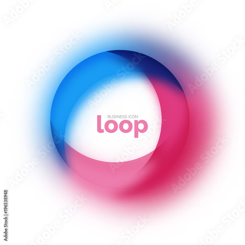 Loop circle business icon, created with glass transparent color shapes
