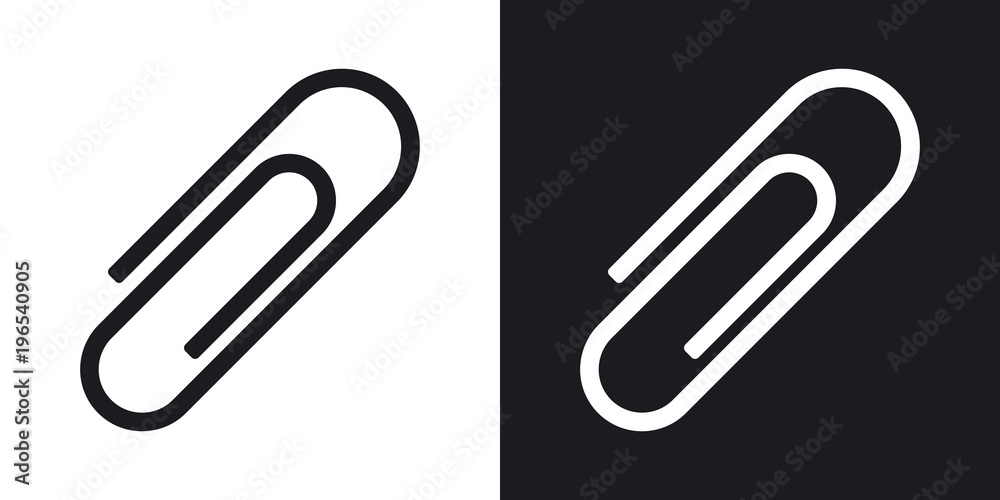 Vector paper clip icon. Two-tone version on black and white background