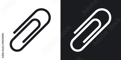 Vector paper clip icon. Two-tone version on black and white background photo