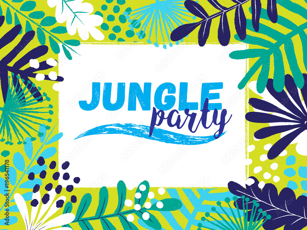 Colorful jungle vector lettering banner template