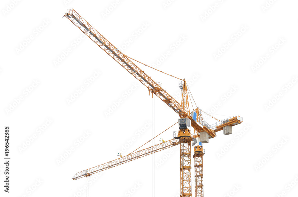 Construction crane on white background. Construction crane on white background.