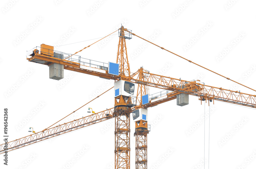 Construction crane on white background. Construction crane on white background.