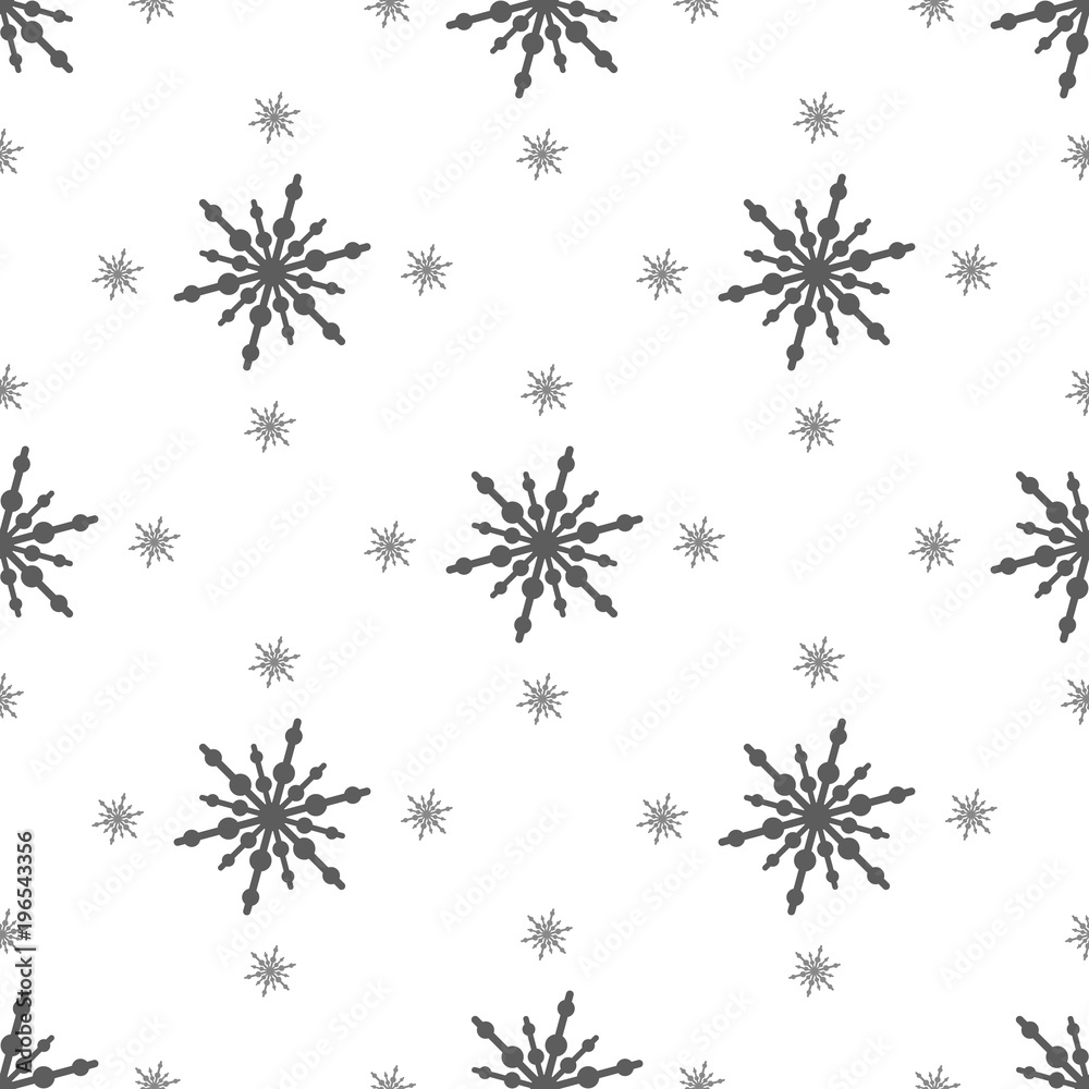 Snowflake simple seamless pattern. Black snow on white background. Abstract wallpaper, wrapping decoration. Symbol of winter, Merry Christmas holiday, Happy New Year celebration Vector illustration Snowflake simple seamless pattern. Black snow on white background. Abstract wallpaper, wrapping decoration. Symbol of winter, Merry Christmas holiday, Happy New Year celebration Vector illustration