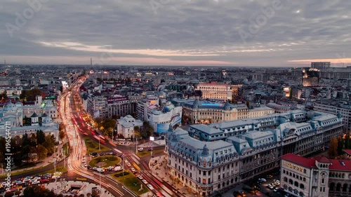 Bucharest Timelapse view during rush hour from day to night photo
