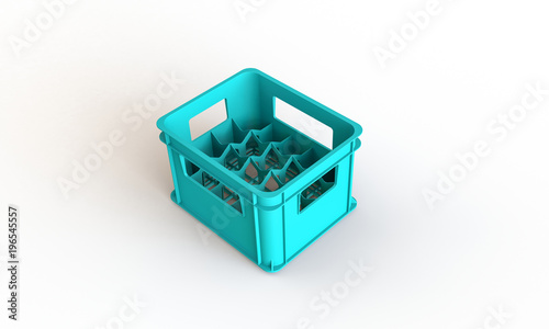 Plastic crate box isolated on white. The crate can hold bottle or cans