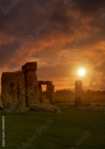 Sunset over Stonehenge, England. 