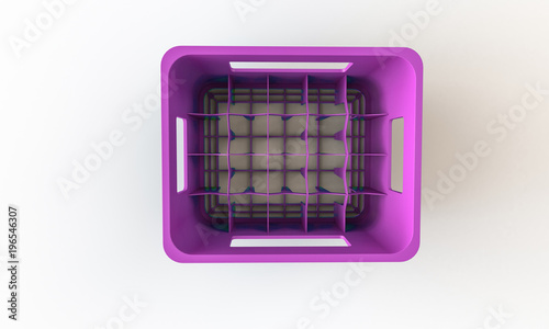 Plastic crate box isolated on white. The crate can hold bottle or cans