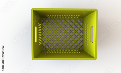 Plastic crate box isolated on white. The crate can hold bottle or cans