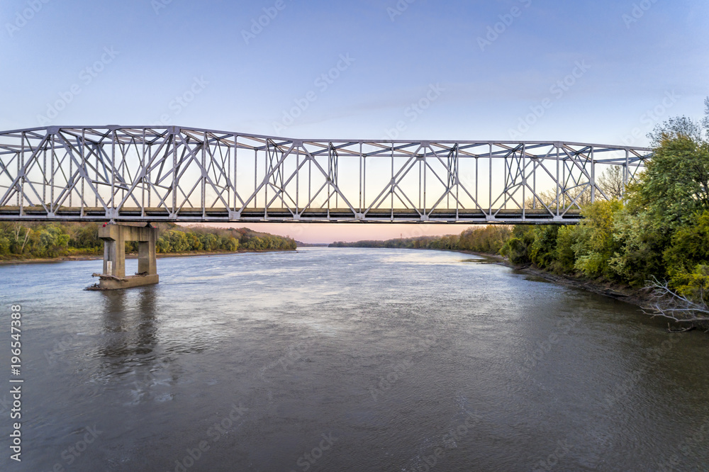 Fototapeta premium Missouri River bridge aerial view