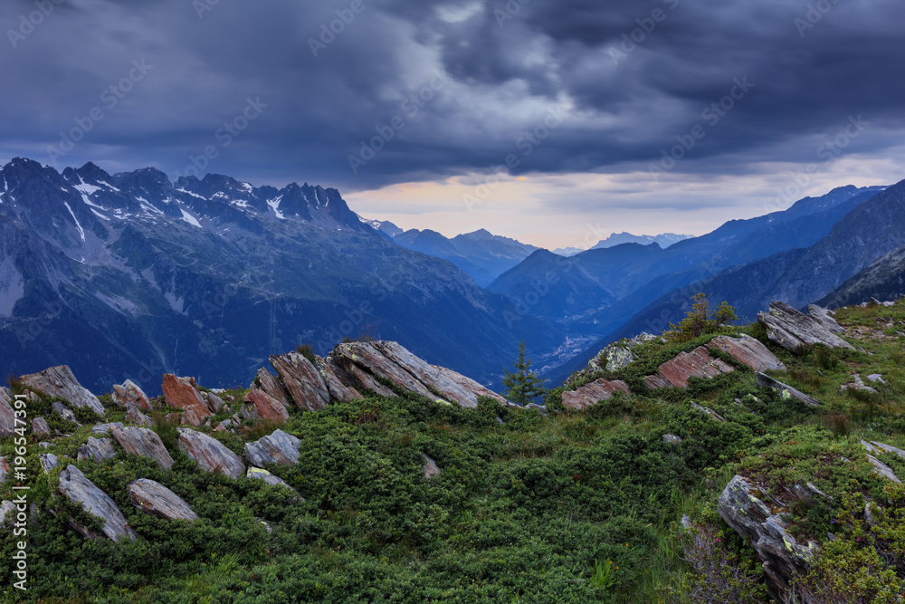 Chamonix valley in the clouds. France