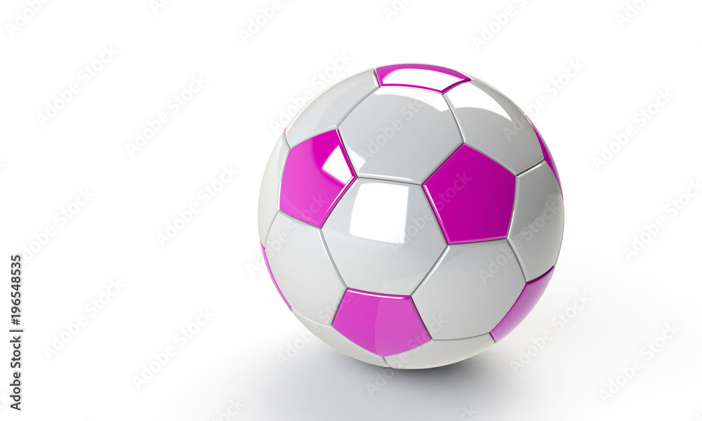 Fototapeta premium football soccer ball isolated on white the football is pink blue orange white black blue