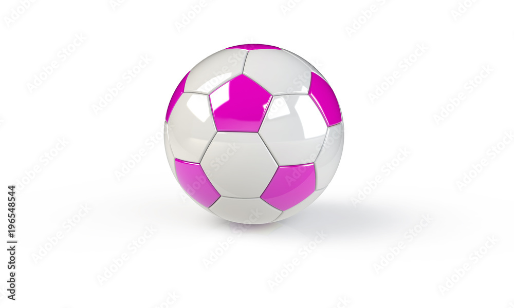 Fototapeta premium football soccer ball isolated on white the football is pink blue orange white black blue
