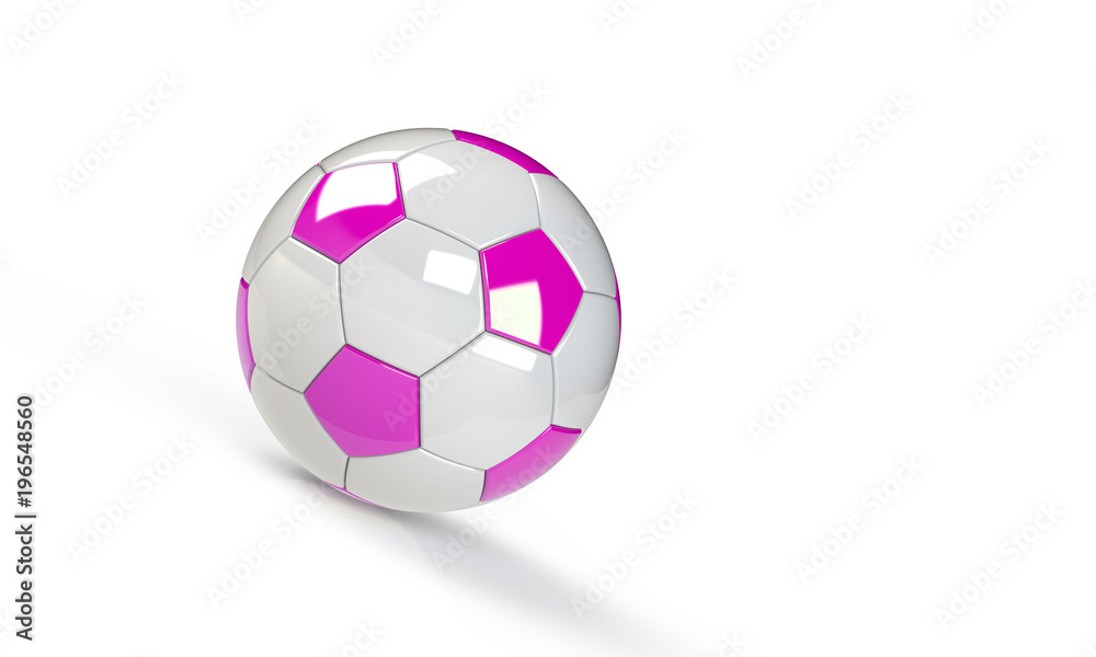 Naklejka premium football soccer ball isolated on white the football is pink blue orange white black blue