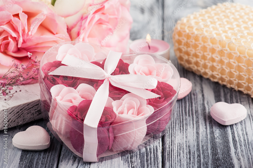 SPA set with roses, bath soap SPA set with roses, bath soap