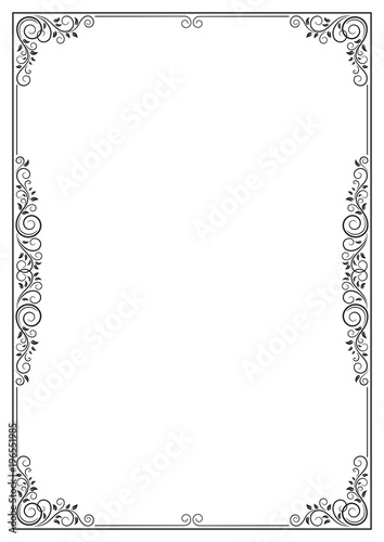 Ornate black framework. A3 page size. For certificate, diploma, announcement, label, card.