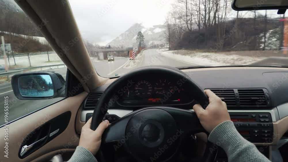 Point of view driving a car on a highway in Austria Point of view driving a car on a highway in Austria