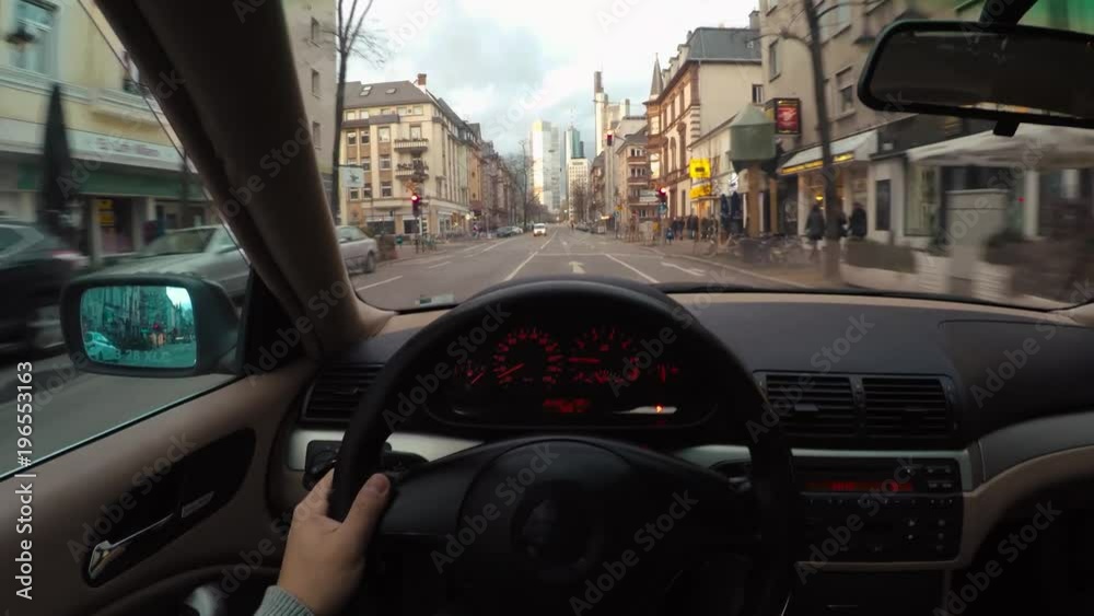Point of view driving a car in Frankfurt, Germany Point of view driving a car in Frankfurt, Germany