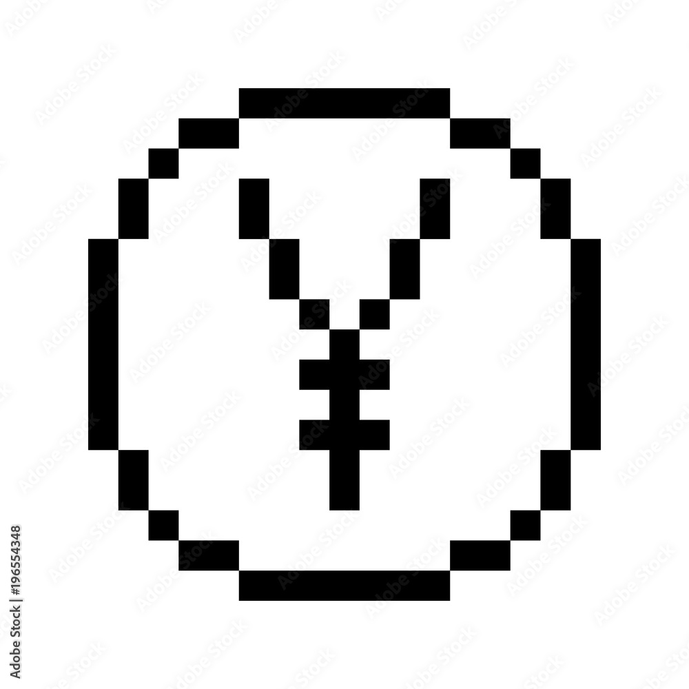Vector pixel yen icon
