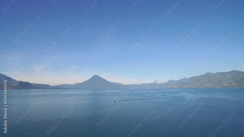 Aerial over Lake Amatitlan in Guatemala reveals the Pacaya Volcano. Aerial over Lake Amatitlan in Guatemala reveals the Pacaya Volcano.