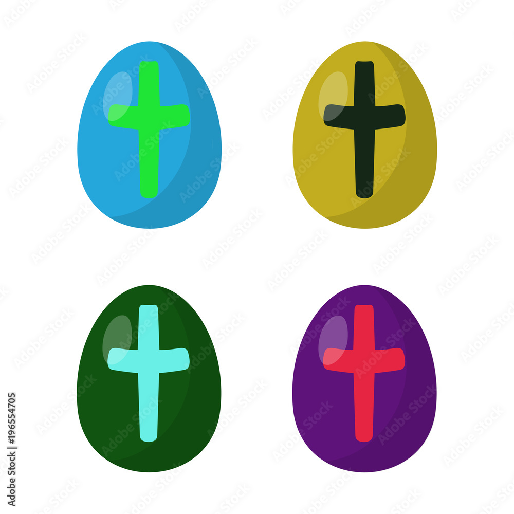 Flat vector Easter eggs mockup with cross symbol. Isolated, editable pieces. Flat vector Easter eggs mockup with cross symbol. Isolated, editable pieces.