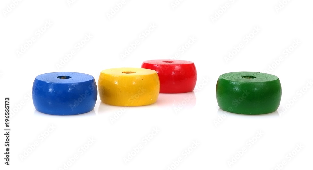 Children's toy stacked ring tower isolated on white background for creating a graphic design Children's toy stacked ring tower isolated on white background for creating a graphic design